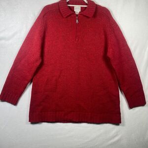 Vintage Moda Intl Men’s 100% Wool 1/4 Zip Collared Sweater Red Size L Hong Kong